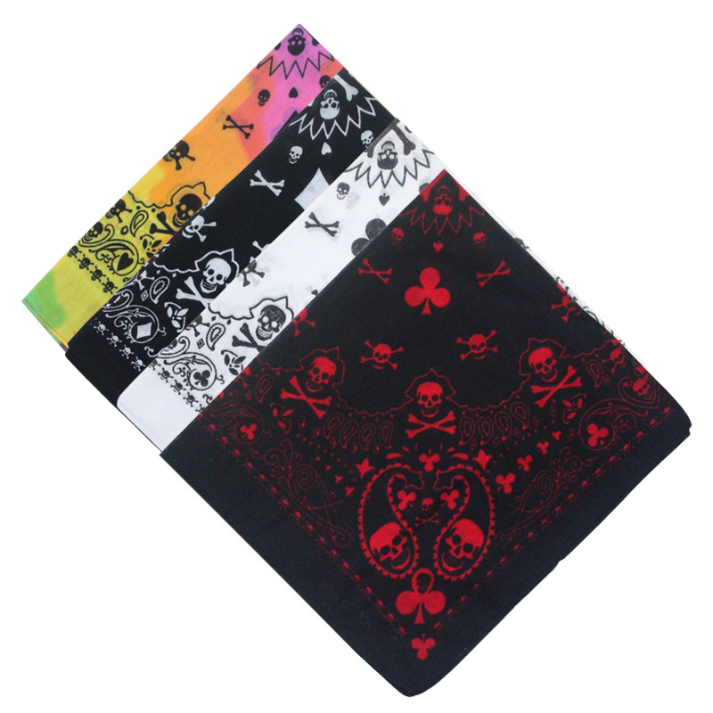 Bandana Blank White - 55cm biała czarna czerwona czaszka Poker
