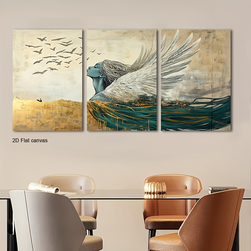 Canvas Wrap Ready - Bezramowe płótno 3-częściowe z oprawą, figurka